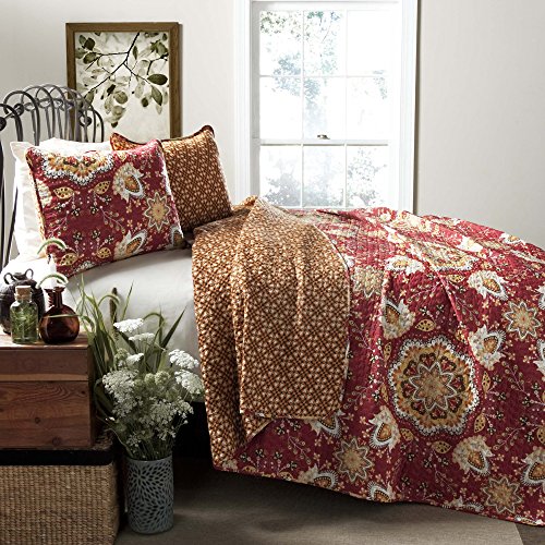 Lush Decor Addington Quilt Set, Full/Queen, Red: Home & Kitchen