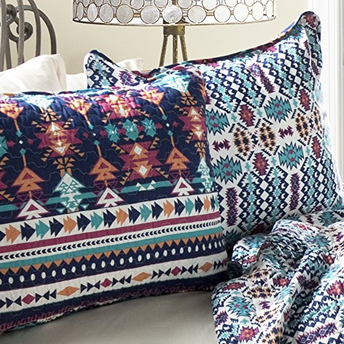 Lush Decor Navajo 3-Piece Quilt Set, Full/Queen, Navy/Turquoise: Home & Kitchen