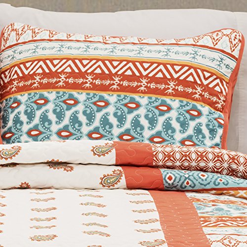 Lush Decor Lush DÃ©cor Calliope 3 Piece Quilt Set, Full/Queen, Tangerine: Home & Kitchen