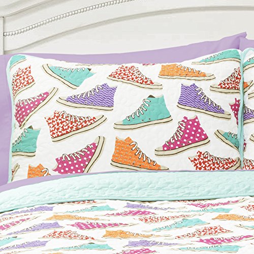 Lush Decor Lush DÃ©cor Canvas Shoes 2 Piece Quilt Set, Twin, Turquoise: Home & Kitchen
