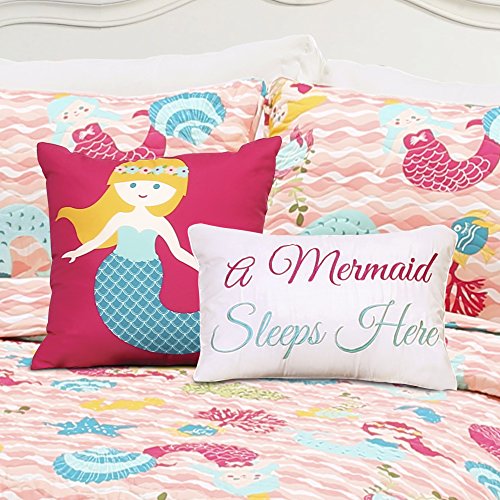 Lush Decor 4 Piece Mermaid Waves 4Piece Quilt Set, Twin, Pink: Home & Kitchen