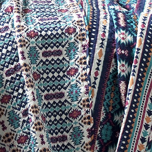 Lush Decor Navajo 3-Piece Quilt Set, Full/Queen, Navy/Turquoise: Home & Kitchen