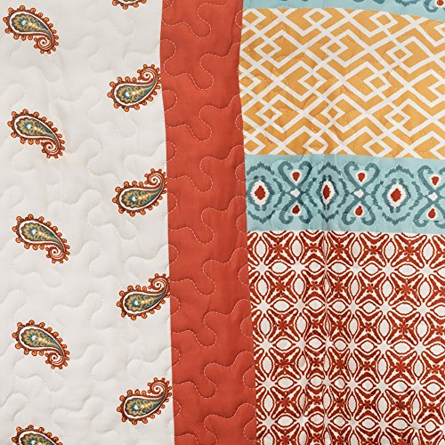 Lush Decor Lush DÃ©cor Calliope 3 Piece Quilt Set, Full/Queen, Tangerine: Home & Kitchen