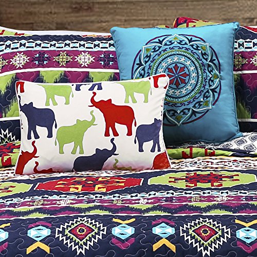 Lush Decor Sanora 5Piece Quilt Set, King, Navy: Home & Kitchen