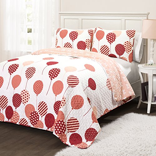 Lush Decor 16T000546 2 Piece Flying Balloon Quilt Set, Twin, Pink: Home & Kitchen