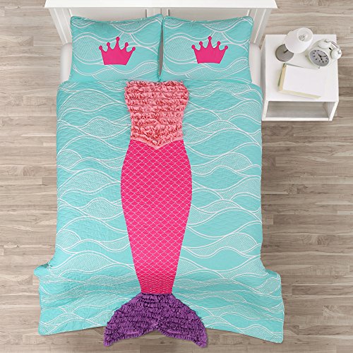 Lush Decor DÃ©cor Mermaid Ruffle 2Piece Quilt Set, Twin, Pink/Purple: Home & Kitchen