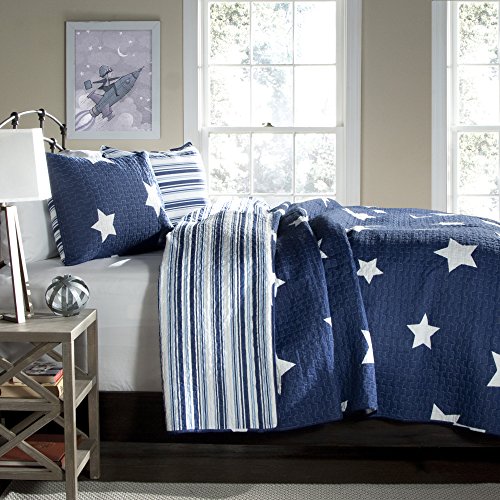 Lush Decor Star 3-Piece Quilt Set, Full/Queen, Navy: Home & Kitchen