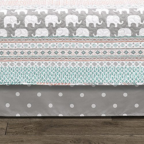 Lush Decor Elephant Stripe 6 Piece Daybed Cover Bedding Set Includes Bed Skirt, Pillow Shams and Cases 75" X 39", Turquoise and Pink: Home & Kitchen