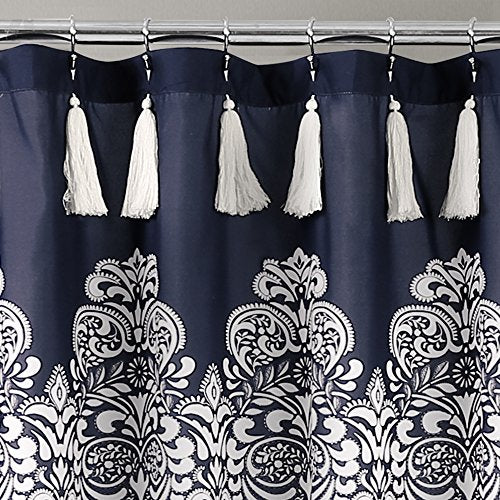 Lush Decor Boho Medallion Shower Curtain, 72" x 72", Navy: Home & Kitchen