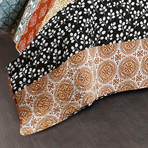 Lush Decor Bohemian Striped Quilt Reversible 3 Piece Bedding Set King Turquoise: Home & Kitchen