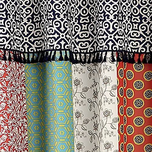 Lush Decor DÃ©cor Boho Patch Shower Curtain, 70" x 72", Orange/Navy: Home & Kitchen